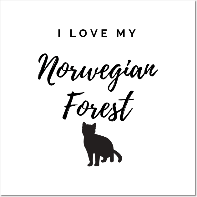 I Love My Norwegian Forest Cat Wall Art by Koala Station